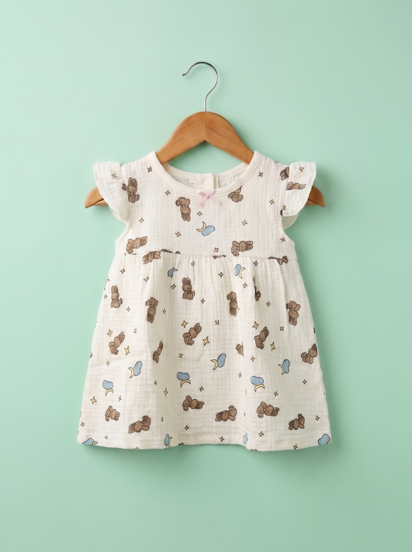 Crinkled cotton muslin baby girl’s frock
