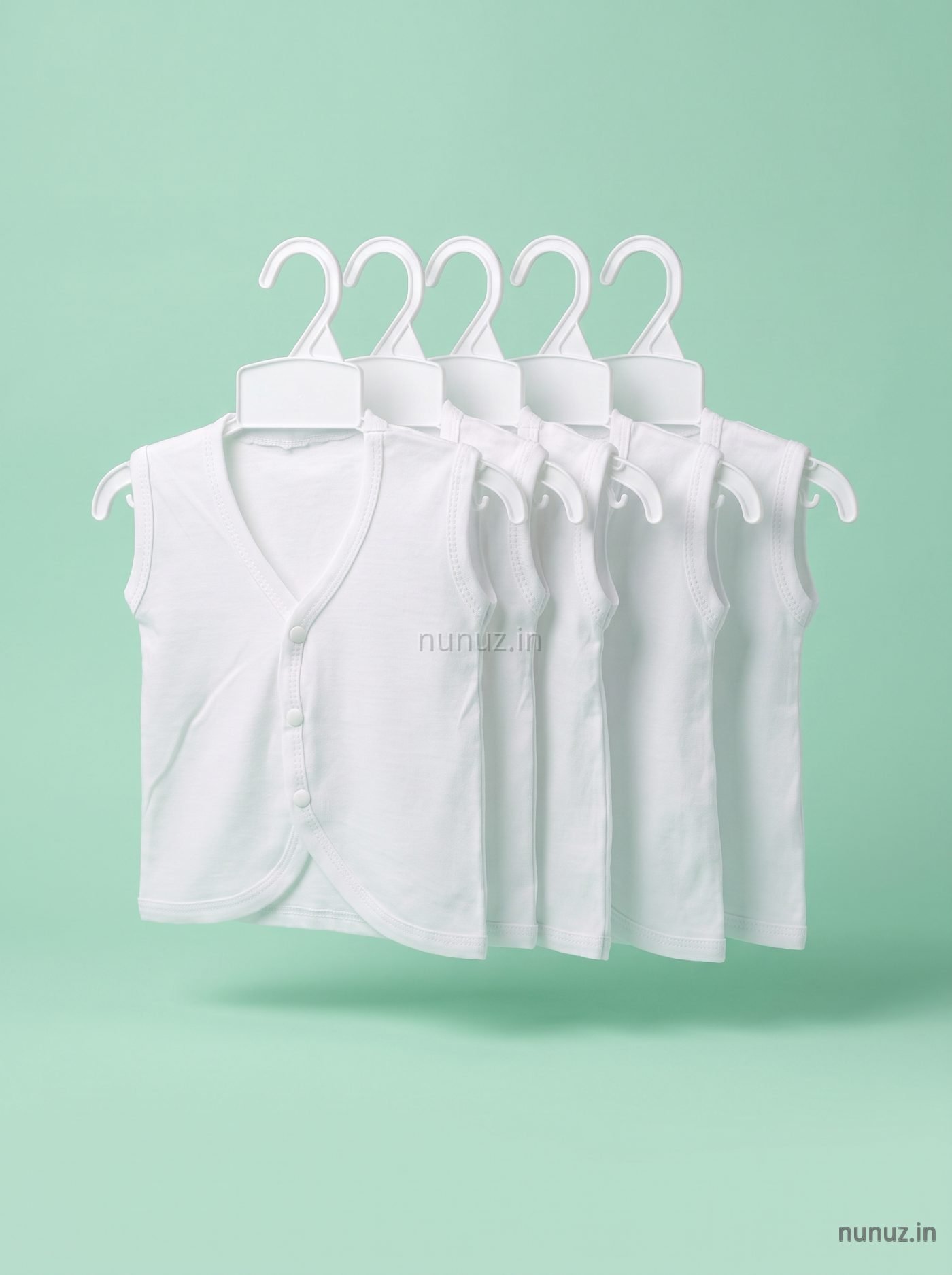 100% Cotton White Newborn Baby Jhabla - Set of 5