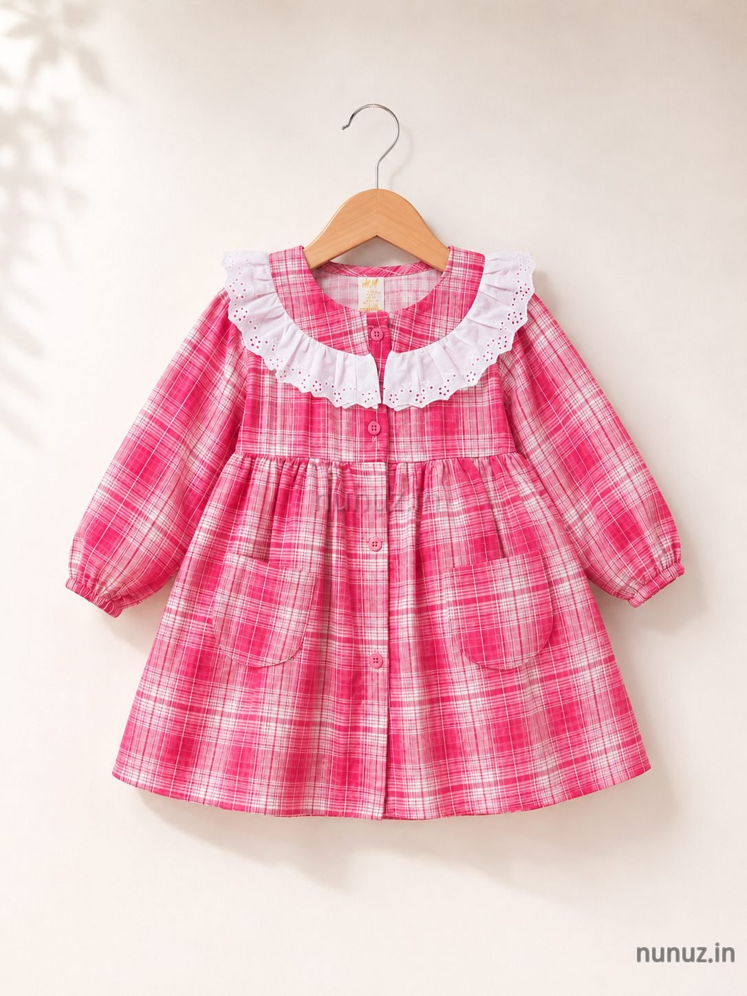 Pink Plaid Cotton Dress for Girls (1–5 Years)